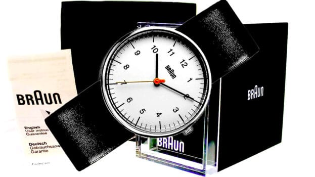 Braun Unisex Black Leather Watch