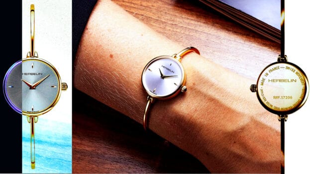 Herbelin Fil Women's Silver Dial Gold PVD Plated Bangle Watch