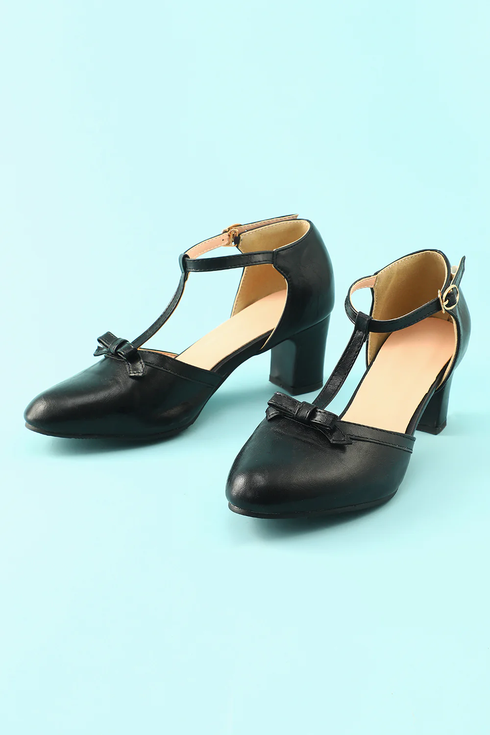 ZAPAKA Leather Black Chunky Heels - Image 4