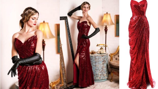 1920s Strapless Sequin Bridesmaid Dress