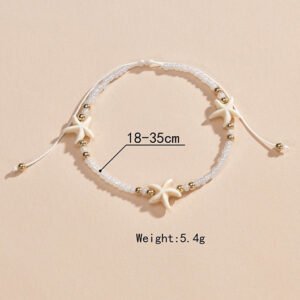 Starfish Beaded Detail Beige Alloy Anklet