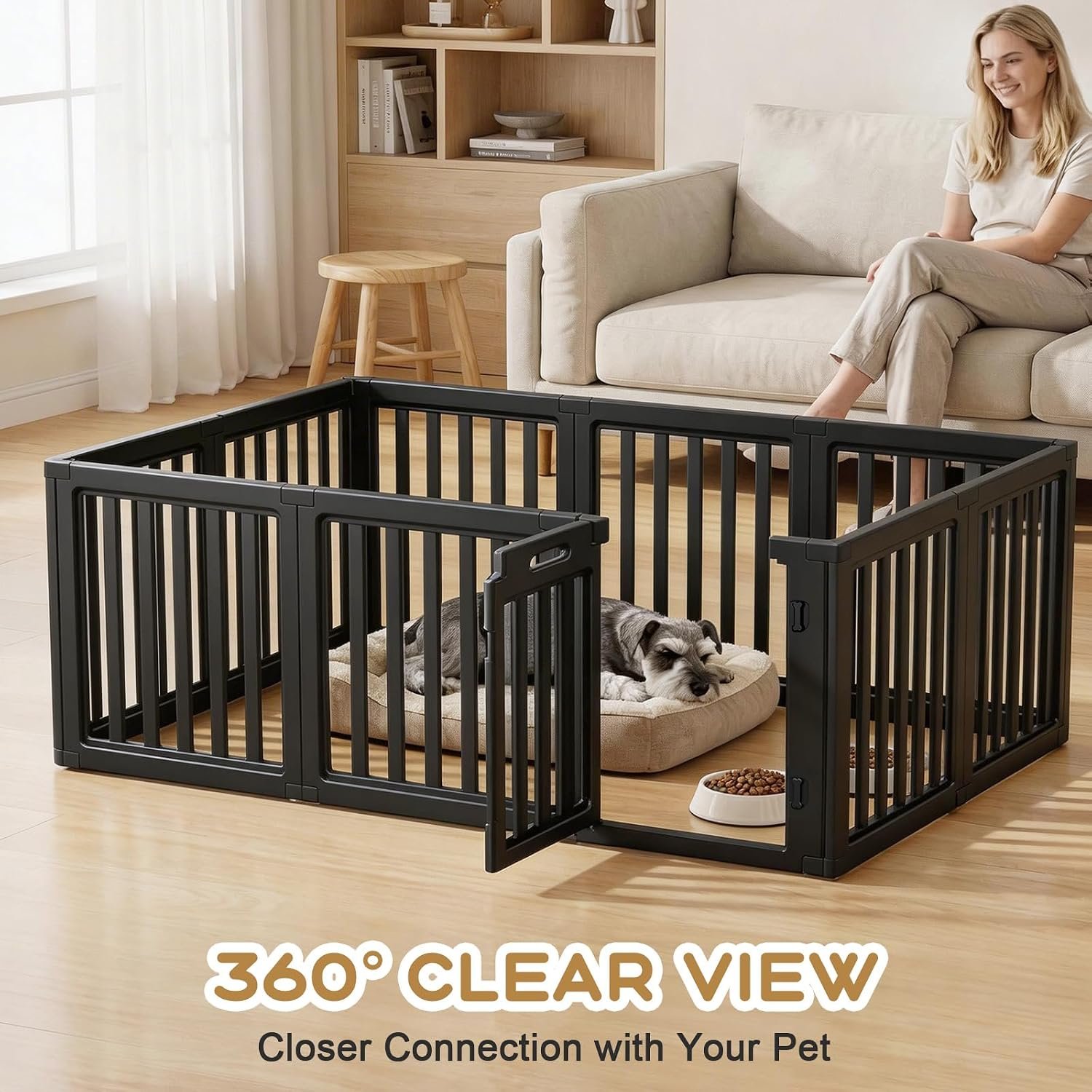 Dog Playpen Indoor,Puppy Playpen,Black 23.6" H