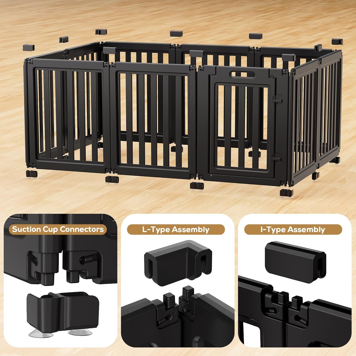 Dog Playpen Indoor,Puppy Playpen,Black 23.6" H, 10 Panels | Dog Play Pen Indoors with Open View - Image 2