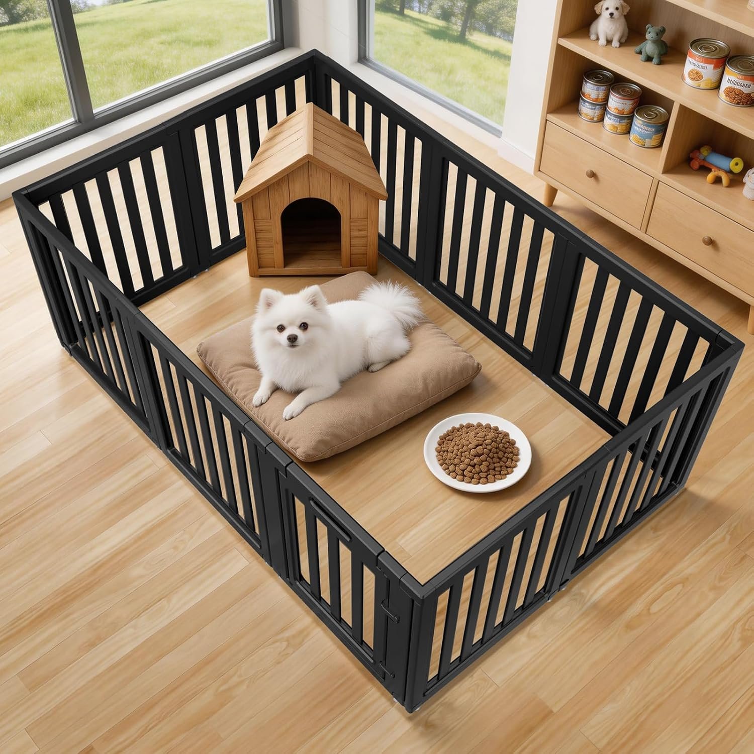 Dog Playpen Indoor,Puppy Playpen,Black 23.6" H, 10 Panels | Dog Play Pen Indoors with Open View - Image 3