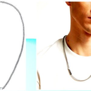 Calvin Klein Men's Silver Tone Bar Pendant Chain Necklace