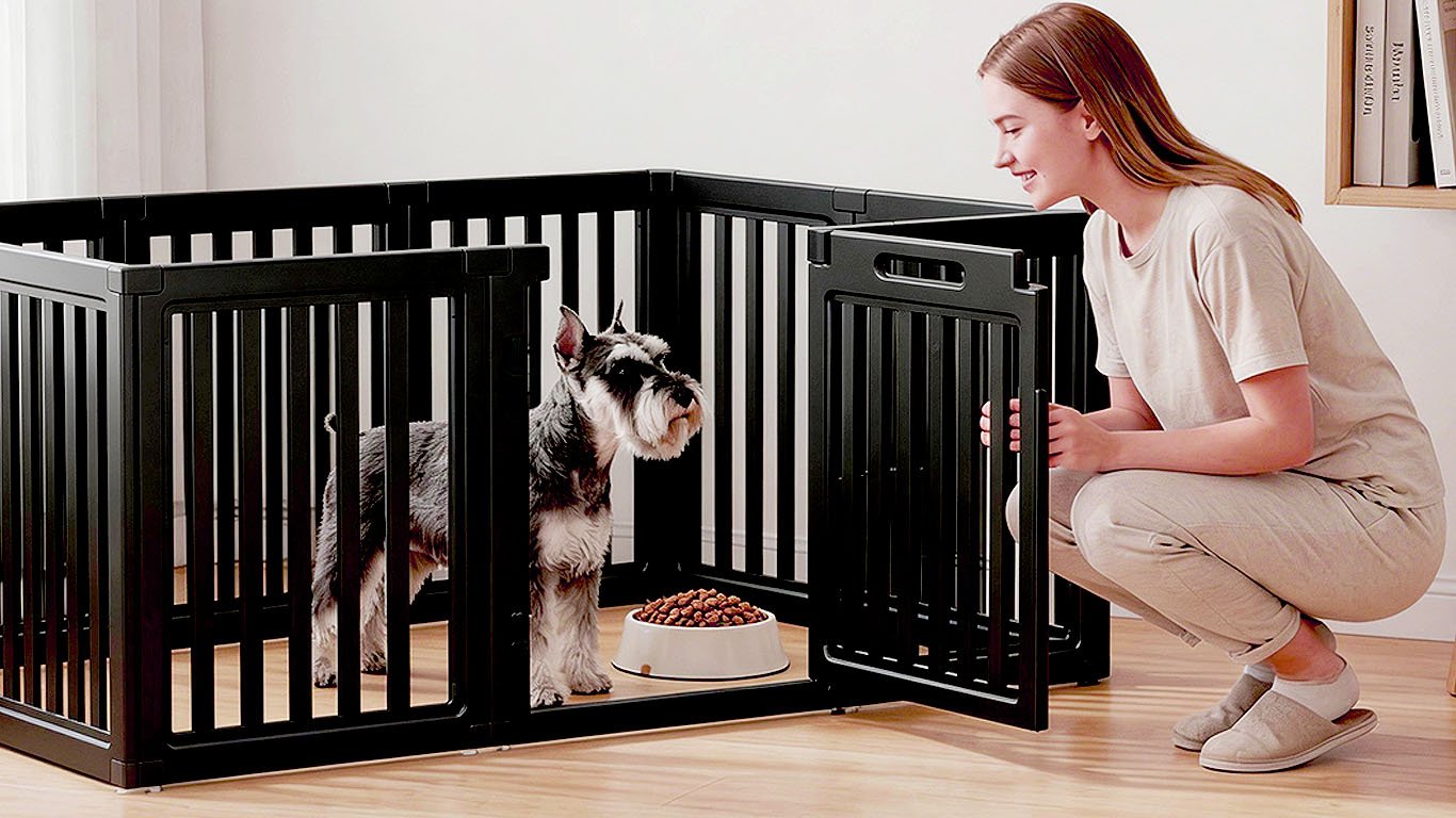 Dog Playpen Indoor,Puppy Playpen,Black 23.6" H, 10 Panels | Dog Play Pen Indoors with Open View