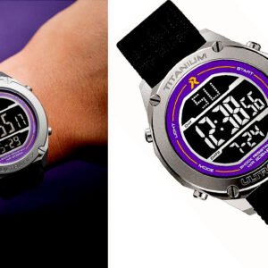 RZE UTD-8000 'Deep Purple' Multi-Function (42mm) Negative Display / Black Elastic Nylon Strap Watch