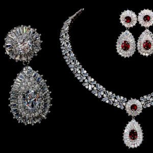 Royal Blue Crystal Necklace Earring Jewelry Set