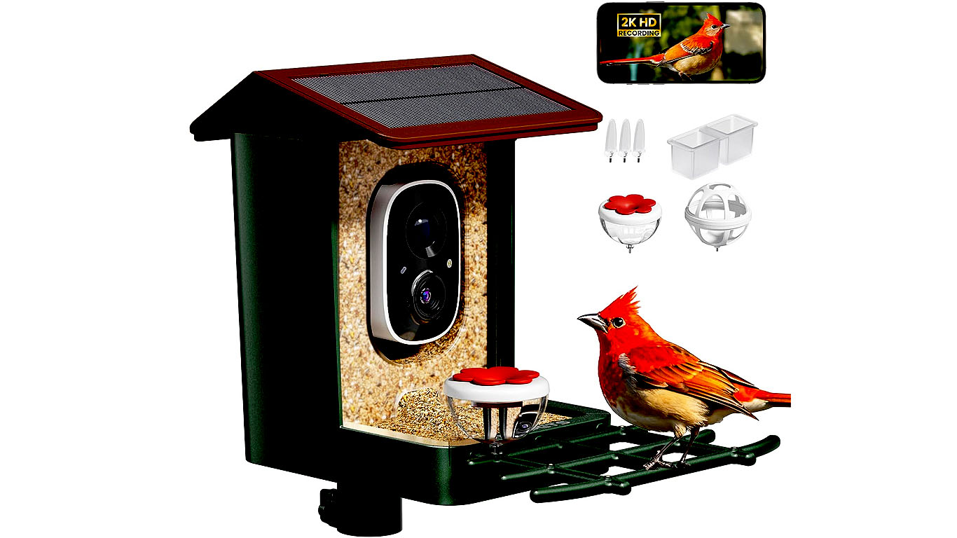 Smart Bird Feeder with Camera Solar Powered 2K HD Video