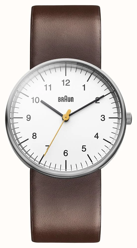 Braun BN0021 Classic Quartz (38mm) White Dial / Brown Leather Strap Watch BN0021WHBRG