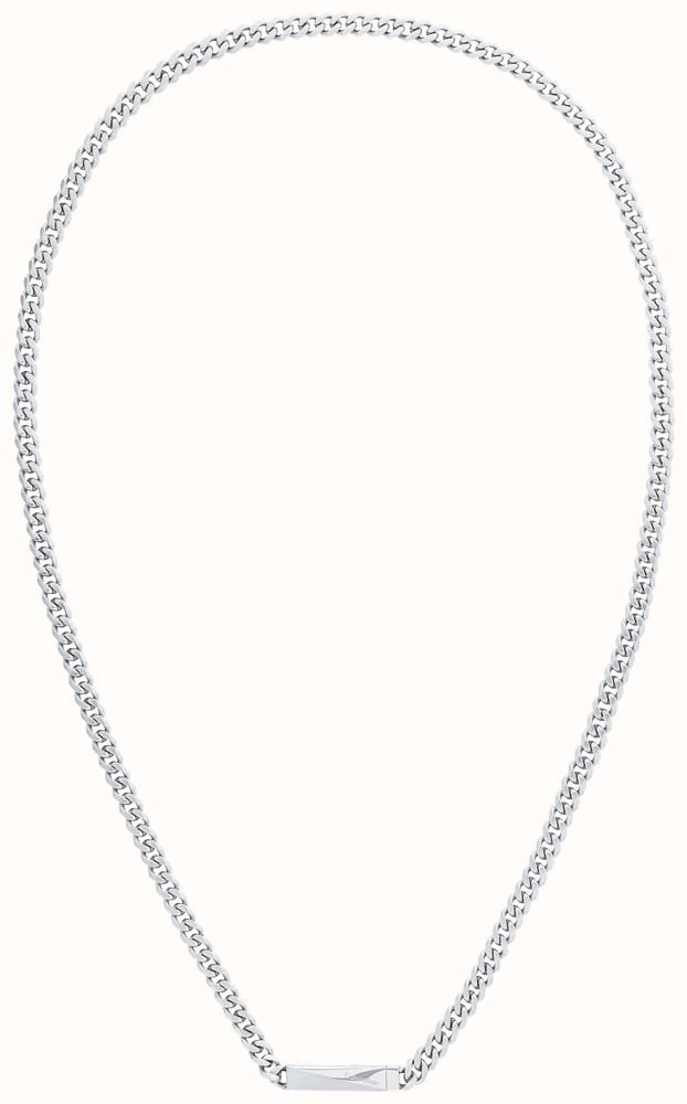 Calvin Klein Men's Silver Tone Bar Pendant Chain Necklace - Image 5