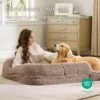 2-in-1 Calm Man Size Huge Dog Bed for Pet Families with Egg foam Support Pads and Waterproof Lined Camel Pads 241017