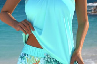MODLILY®Tummy Coverage Cyan Marine Life Print Tankini Set