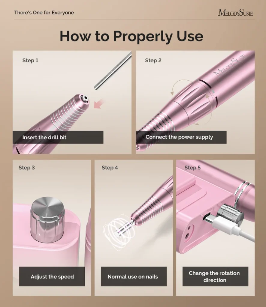 SC300F Clip-On Rechargeable Nail Drill 30,000RPM - Pink