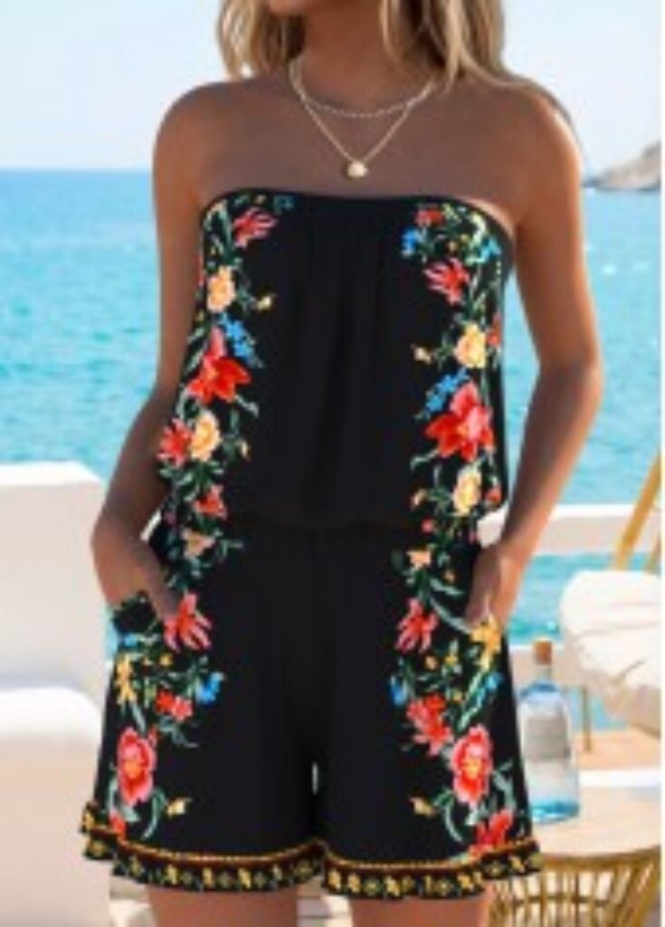 MODLILY®Black Ruched/shirred Floral Print One Piece Swimwear