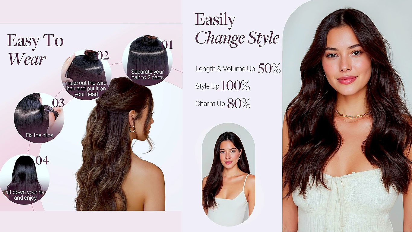 GOO GOO Wire Hair Extensions Human Hair