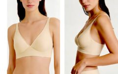 Skin Color V Neck Design Bra