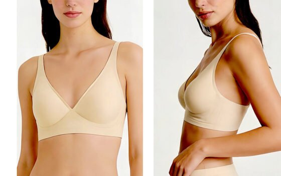 Skin Color V Neck Design Bra
