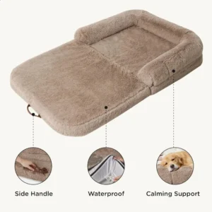 2-in-1 Calm Man Size Huge Dog Bed for Pet Families with Egg foam Support Pads and Waterproof Lined Camel Pads 241017