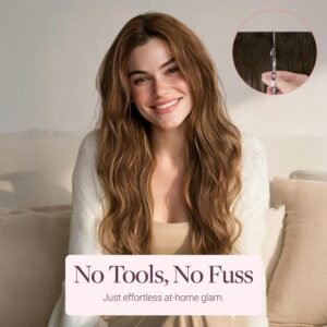 GOO GOO Tape In Weft Hair Extensions, Invisible Genius Weft Home DIY 16" 100g #4/26/4 Balayage Chocolate Brown to Honey Blonde, Real Human Hair, Install Quickly, Breathable