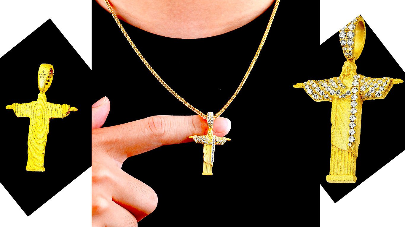 Moissanite Cristo Redentor Pendant - Micro