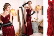 1920s Strapless Sequin Bridesmaid Dress