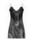 Afterparty Sequin Slip Mini Dress – Silver & Black Lace