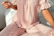 Light Pink Short Sleeve Lounge Top and Pants