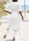 Smocked White Maxi Half Sleeve V Neck Dress