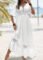Smocked White Maxi Half Sleeve V Neck Dress