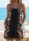 MODLILY®Black Ruched/shirred Floral Print One Piece Swimwear