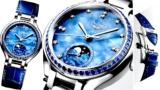 LONGINES PrimaLuna Moonphase Blue Sapphire (34mm) Blue Mother-of-Pearl Dial / Blue Alligator Leather Strap