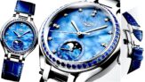 LONGINES PrimaLuna Moonphase Blue Sapphire (34mm) Blue Mother-of-Pearl Dial / Blue Alligator Leather Strap