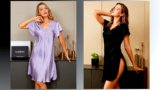 Pure Silk 100% Mulberry Silk Short Sleeve Lace V-neck Short Nightgown with Split Hem