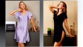 Pure Silk 100% Mulberry Silk Short Sleeve Lace V-neck Short Nightgown with Split Hem