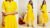 Yellow Blue Printed Cotton Anarkali Suit Set