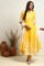 Yellow Blue Printed Cotton Anarkali Suit Set