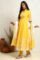 Yellow Blue Printed Cotton Anarkali Suit Set